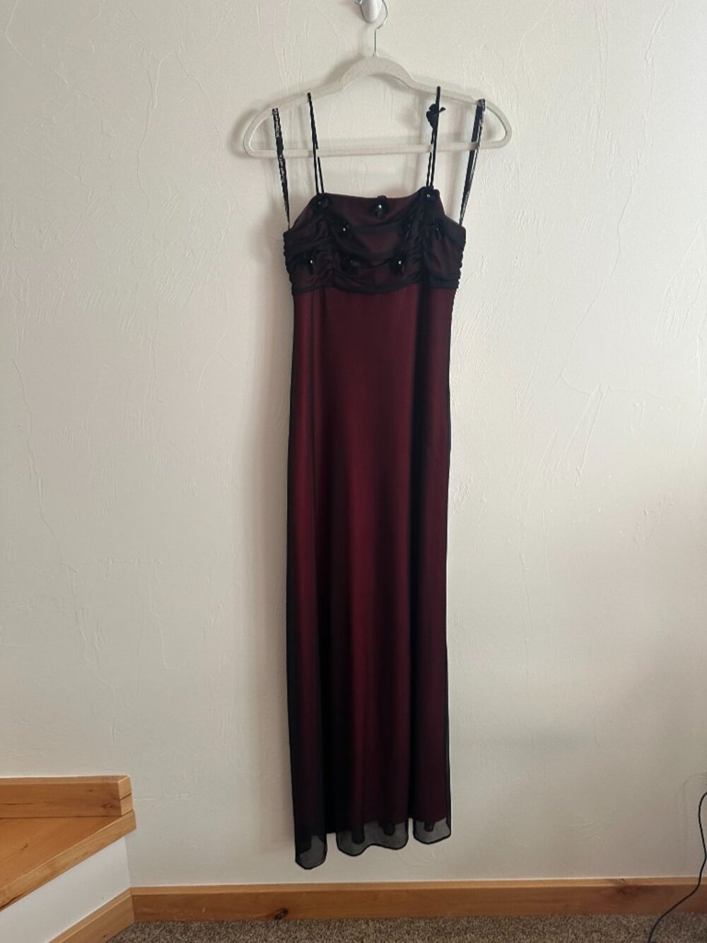VTG 90s Morgan & Co Whimsigoth Red Black Mesh Overlay Maxi Dress 3/4
